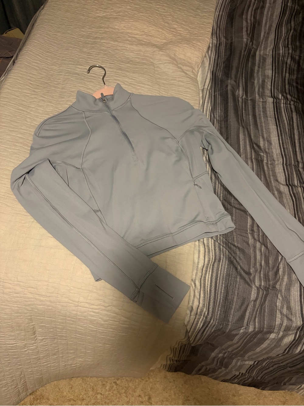 Lululemon Light Gray Quarter-Zip Active Top